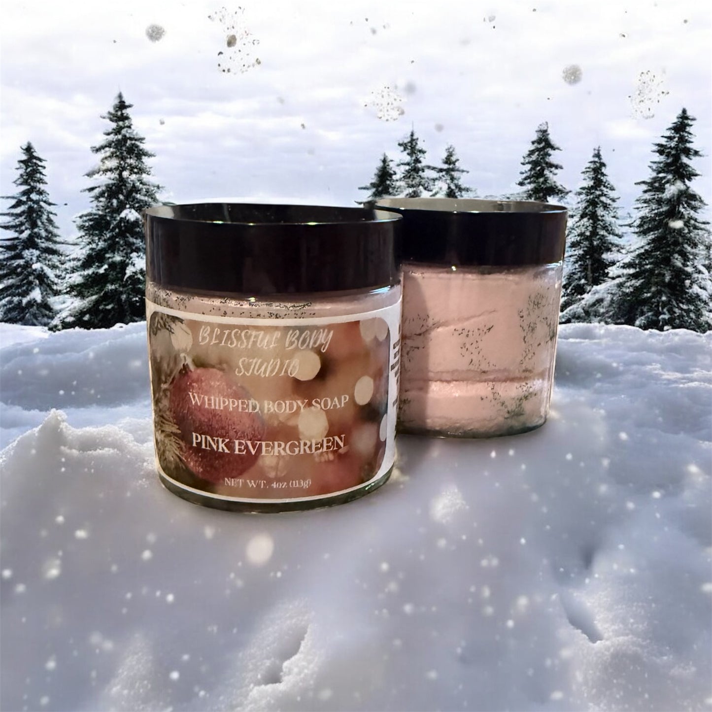 Pink Evergreen Whipped Body Soap